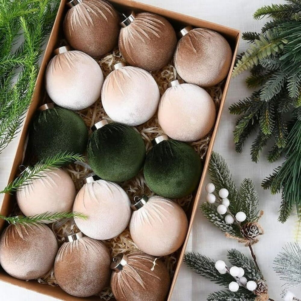 12 Luxury Velvet Christmas Ornaments NEW